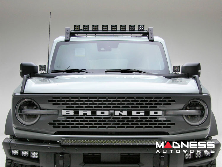 Ford Bronco Roof Rack - ZROADZ - 4 Door - Kit w/ Amber & White LED Pods & Rear Light Bar